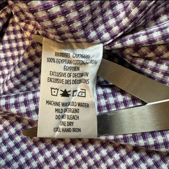 Robert Graham Purple Gingham Check Classic Fit Flip Cuff Button Up Shirt Men 2XL - Picture 5 of 9